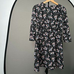 h&m | divided | dress | black, floral print | [us] size 8